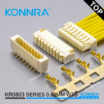 康瑞KR0803仿JST單排有耳線路板用線對板針座臥式連接件